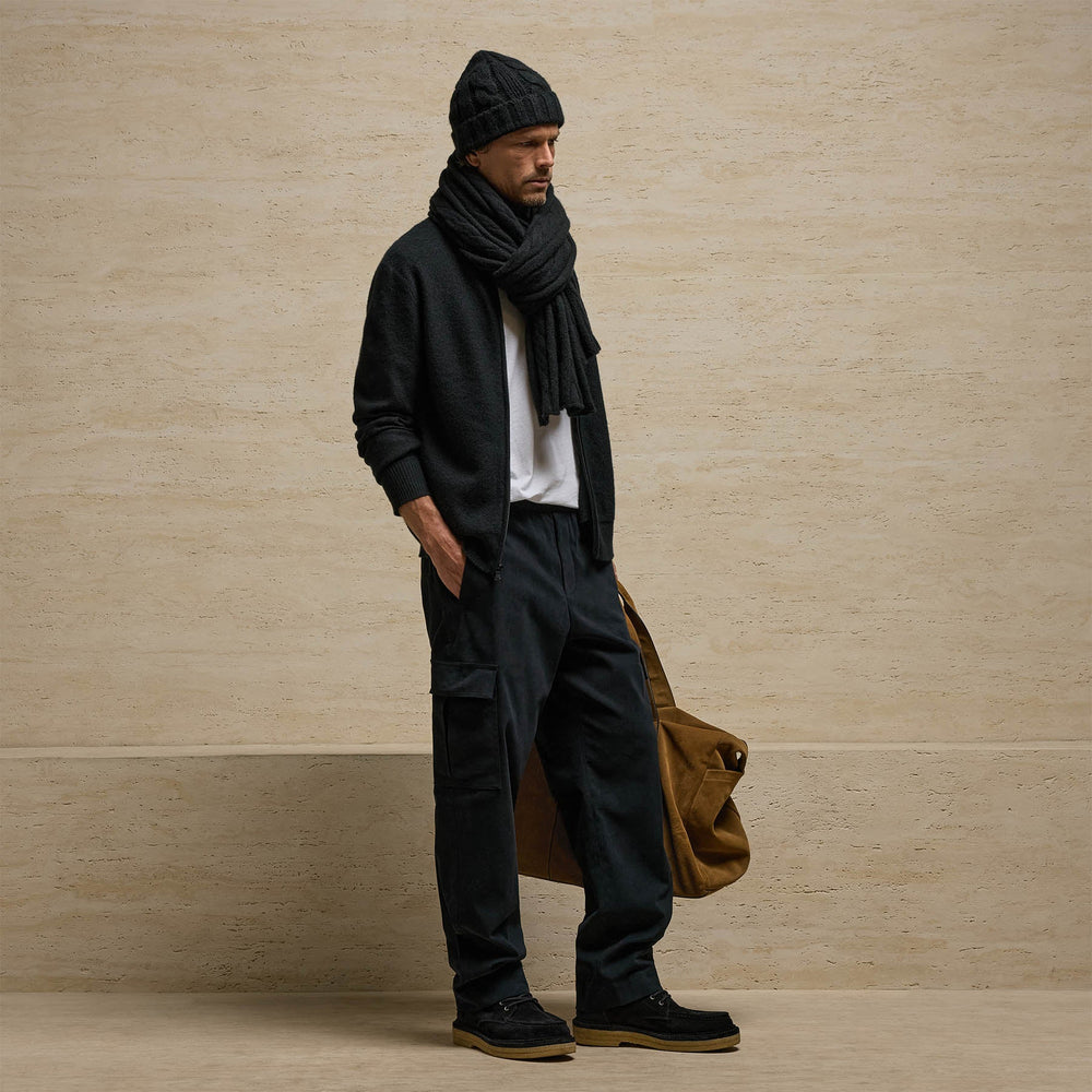 Brushed Stretch Twill Cargo Pant in Black | James Perse Los Angeles