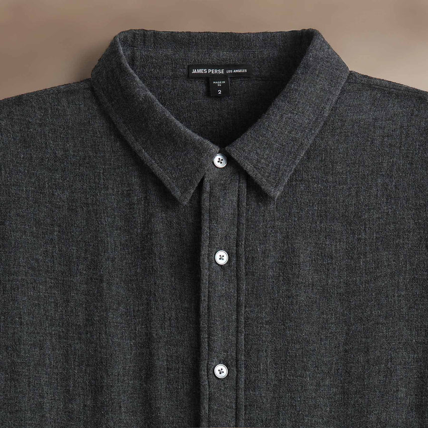 Solid Viscose Wool Shirting in Anthracite | James Perse Los Angeles