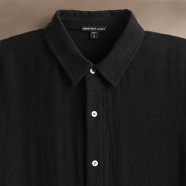 Solid Viscose Wool Shirting in Black | James Perse Los Angeles