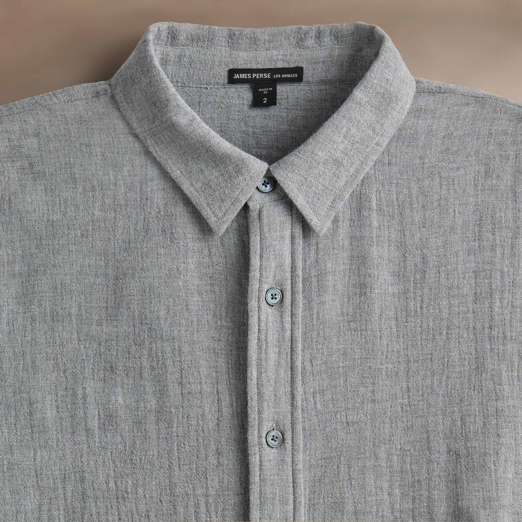 Solid Viscose Wool Shirting in Heather Grey | James Perse Los Angeles
