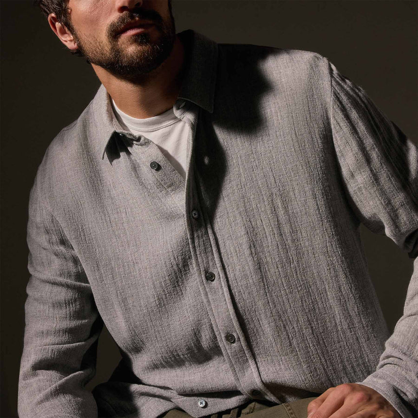 Solid Viscose Wool Shirting in Heather Grey | James Perse Los Angeles