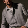 Solid Viscose Wool Shirting in Heather Grey | James Perse Los Angeles