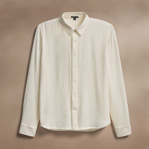 Solid Viscose Wool Shirting in Ivory | James Perse Los Angeles