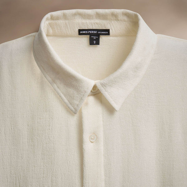 Solid Viscose Wool Shirting in Ivory | James Perse Los Angeles