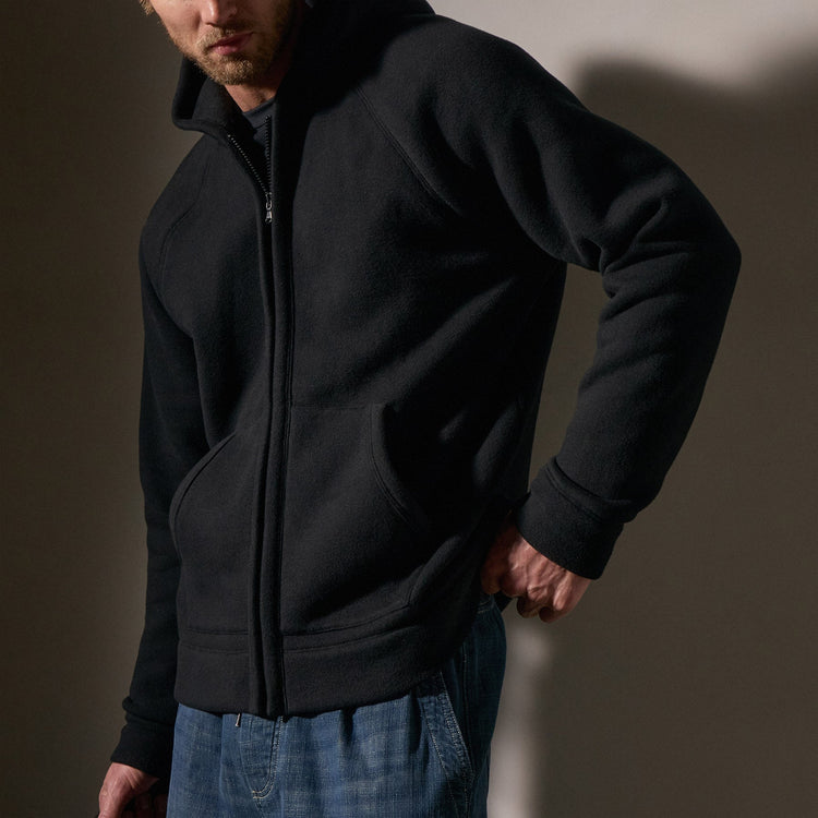 Cozy Zip Up Hoodie in Black | James Perse Los Angeles