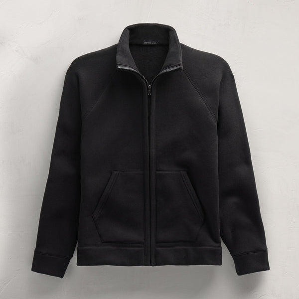 Cozy Full Zip Sweatshirt in Black | James Perse Los Angeles FLAT
