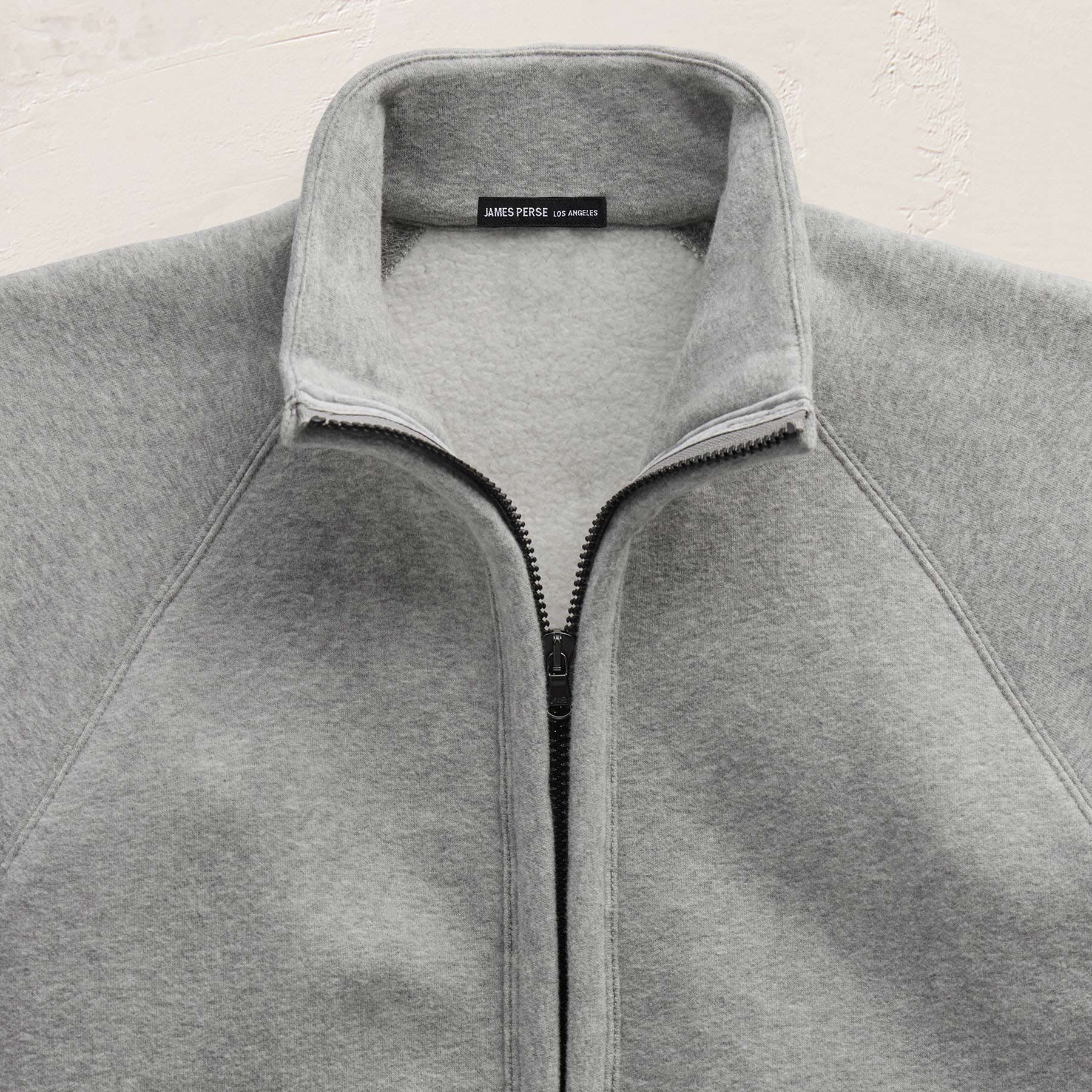 Cozy Full Zip Sweatshirt - Heather Grey | James Perse Los Angeles