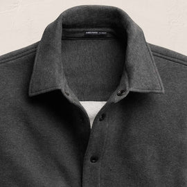 Cozy Fleece Snap Front Jacket in Heather Charcoal | James Perse Los Angeles