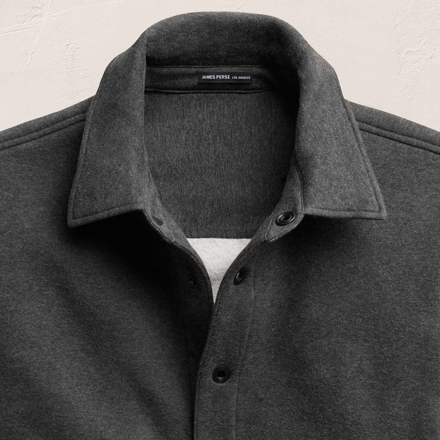 Cozy Fleece Snap Front Jacket in Heather Charcoal | James Perse Los Angeles