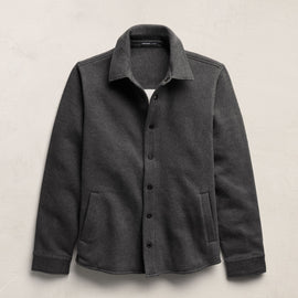 Cozy Fleece Snap Front Jacket in Heather Charcoal | James Perse Los Angeles