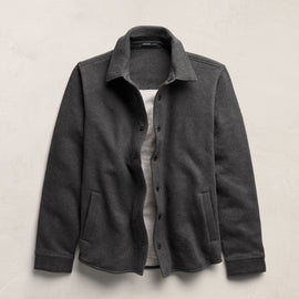 Cozy Fleece Snap Front Jacket in Heather Charcoal | James Perse Los Angeles