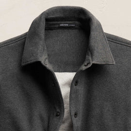 Cozy Fleece Snap Front Jacket in Heather Charcoal | James Perse Los Angeles