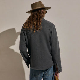 Cozy Fleece Snap Front Jacket in Heather Charcoal | James Perse Los Angeles