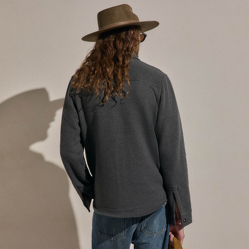 Cozy Fleece Snap Front Jacket in Heather Charcoal | James Perse Los Angeles