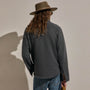 Cozy Fleece Snap Front Jacket in Heather Charcoal | James Perse Los Angeles