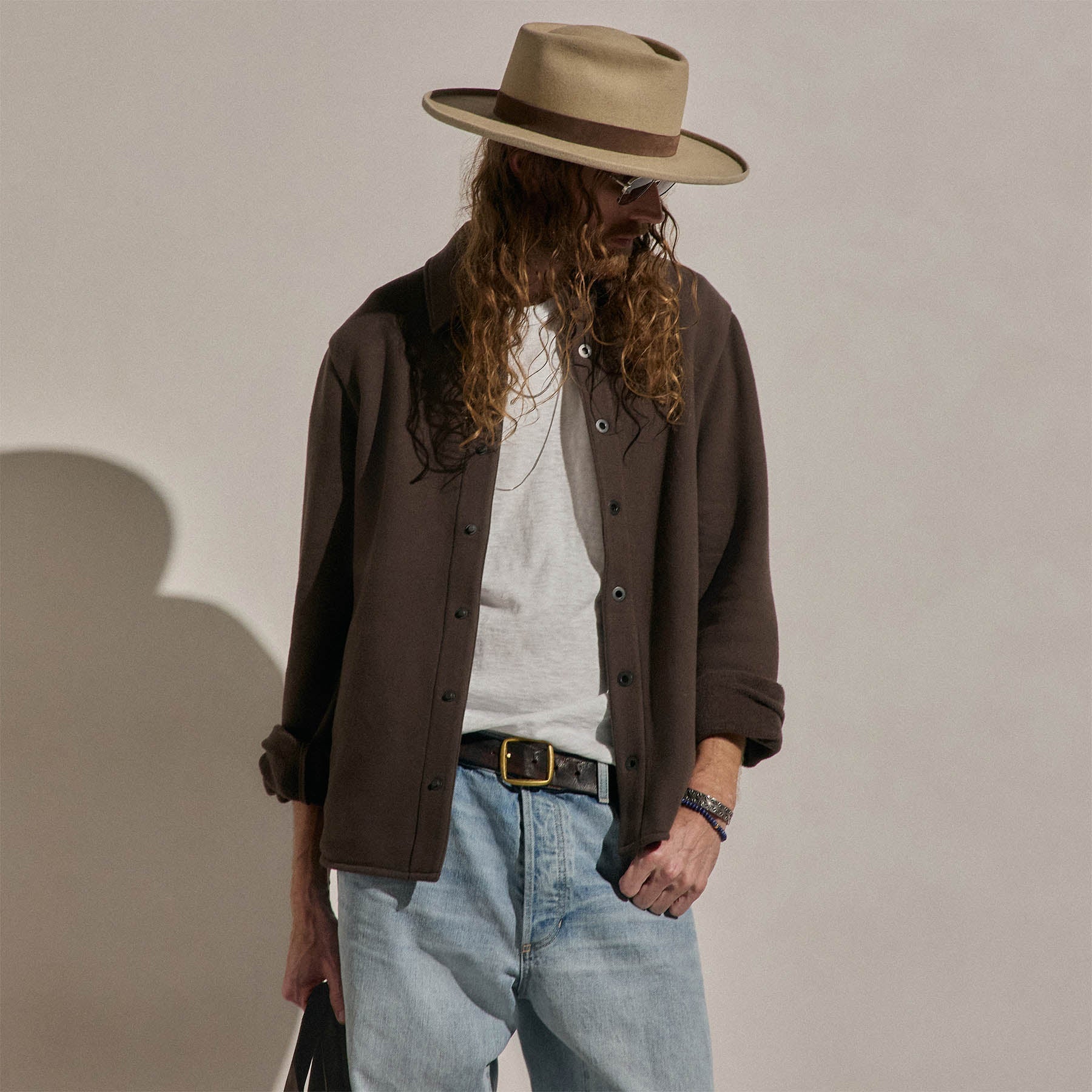 Cozy Fleece Snap Front Jacket in Porcupine | James Perse Los Angeles