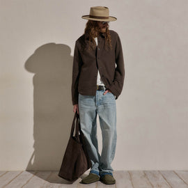 Cozy Fleece Snap Front Jacket in Porcupine | James Perse Los Angeles