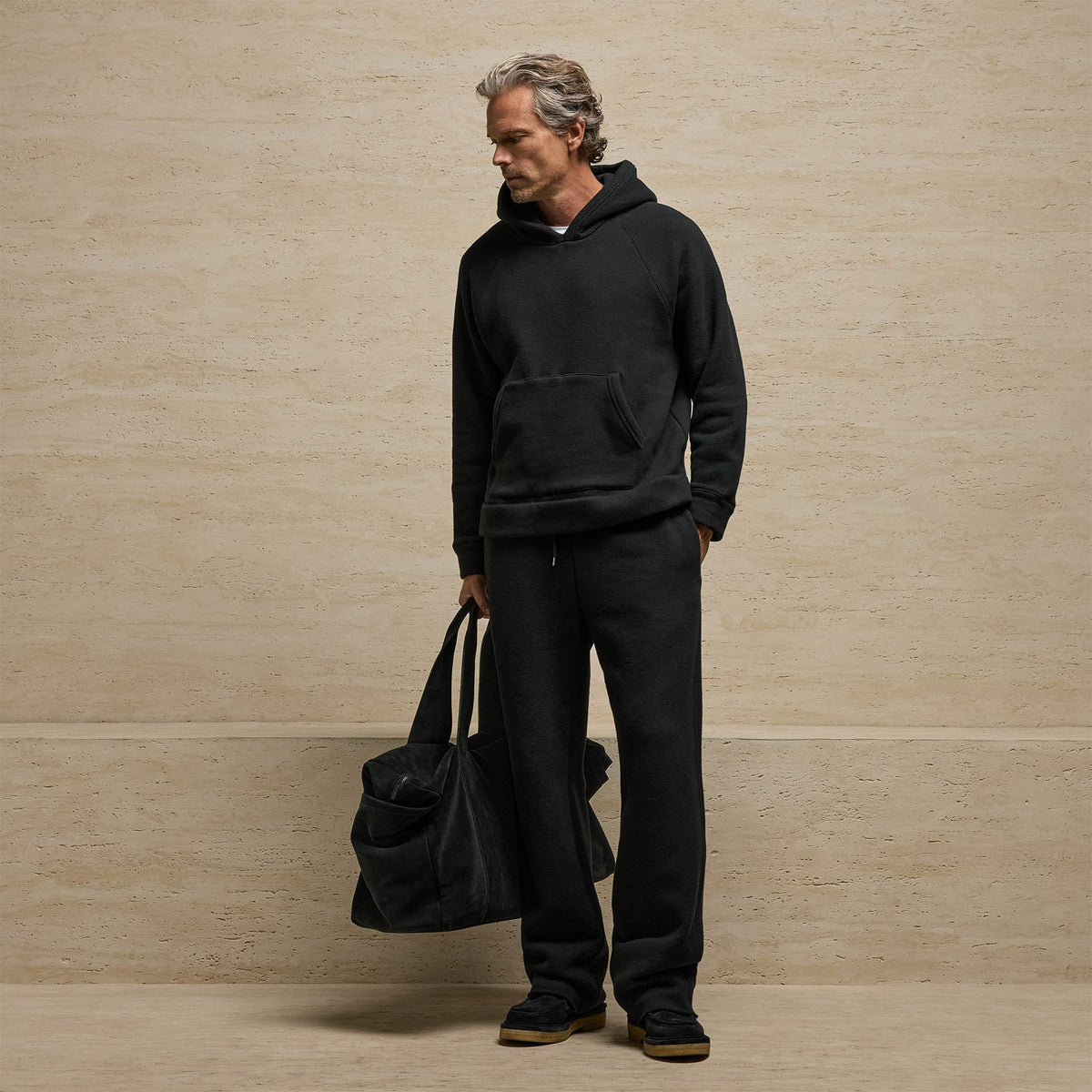 Cozy Hooded Sweatshirt in Black | James Perse Los Angeles