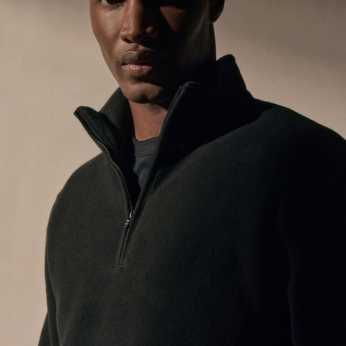 Cozy Half Zip in Black | James Perse Los Angeles