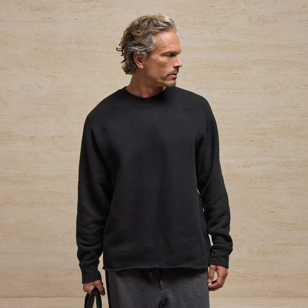 Cozy Fleece Raglan Crew - Black