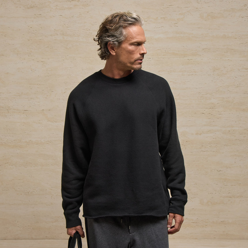 Cozy Fleece Raglan Crew - Black