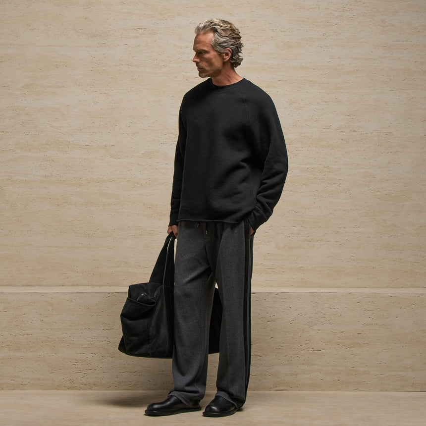 Cozy Fleece Raglan Crew - Black
