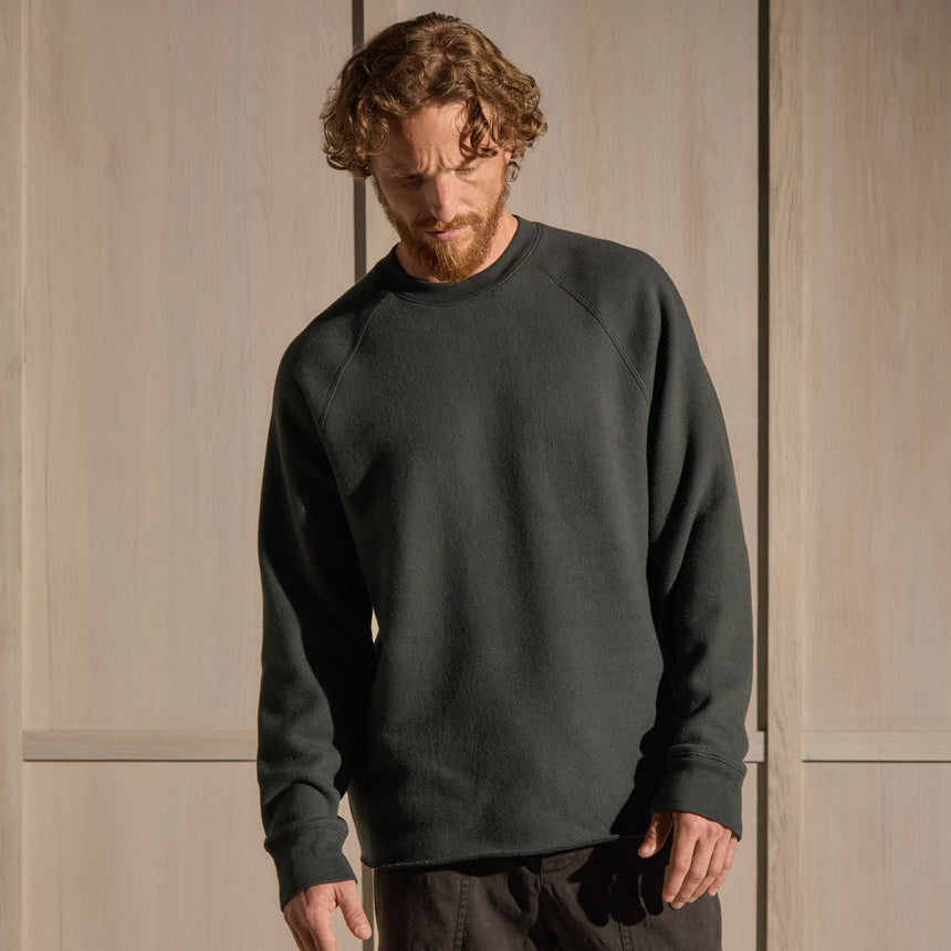 Cozy Fleece Raglan Crew in Fern | James Perse Los Angeles