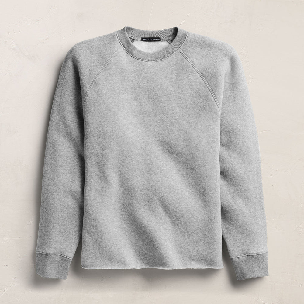 Cozy Fleece Raglan Crew in Heather Grey | James Perse Los Angeles