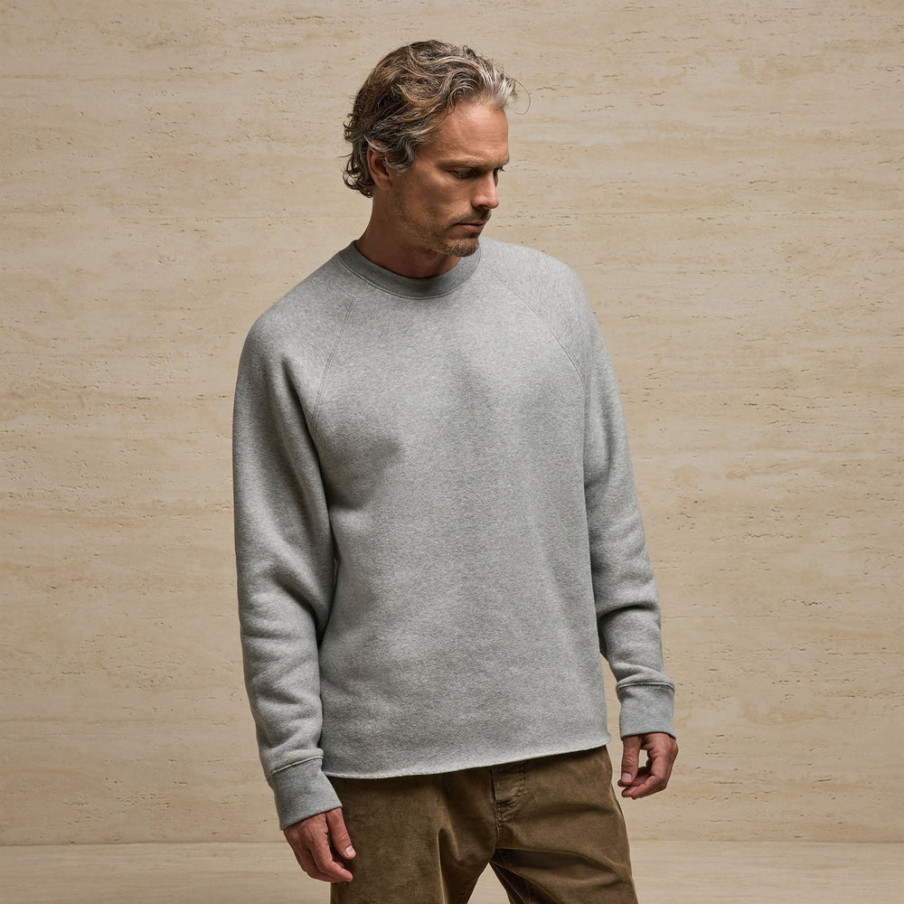 Cozy Fleece Raglan Crew in Heather Grey | James Perse Los Angeles