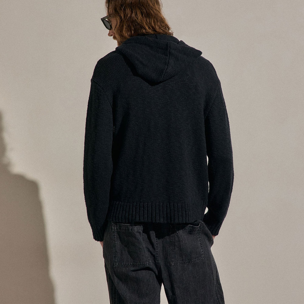 Cotton Linen Hoodie in Black | James Perse Los Angeles
