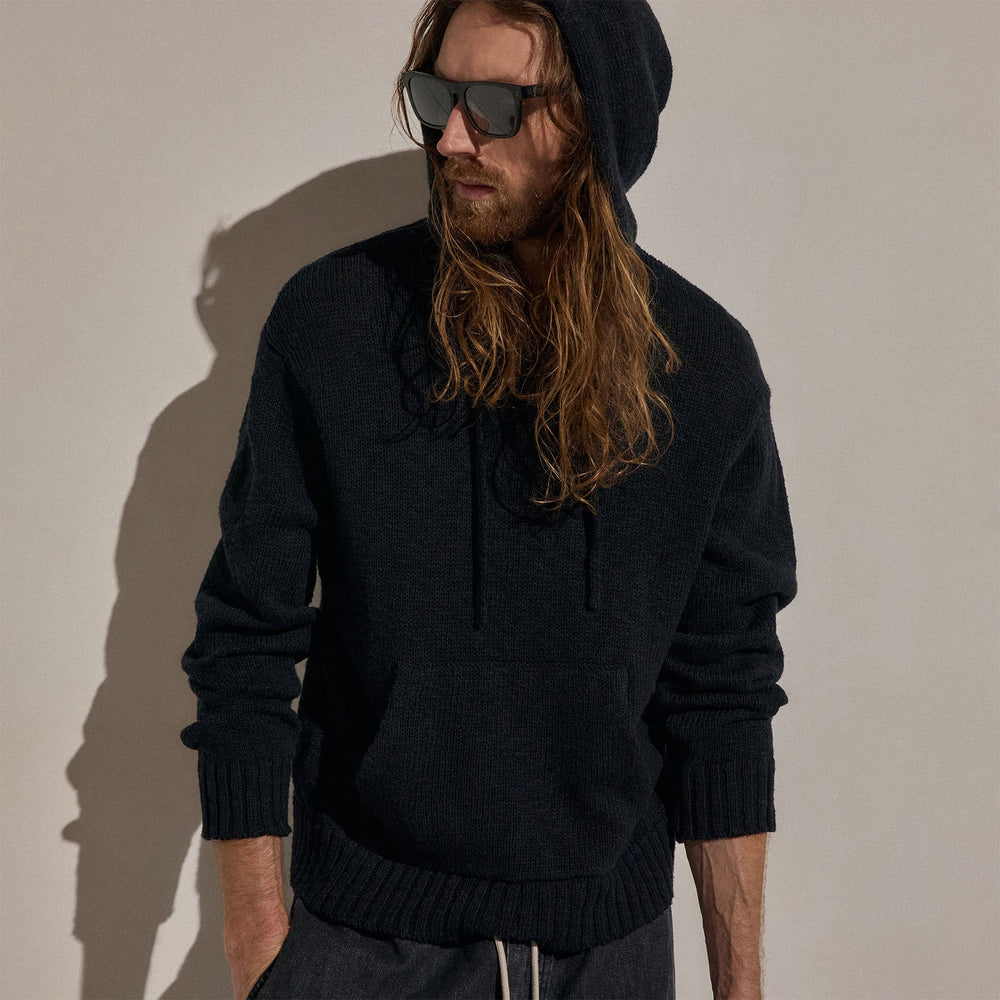 Cotton Linen Hoodie in Black | James Perse Los Angeles