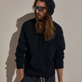 Cotton Linen Hoodie in Black | James Perse Los Angeles