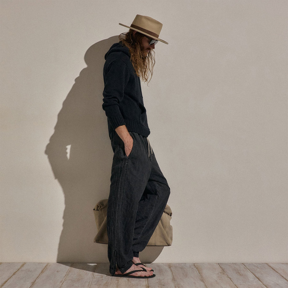 Cotton Linen Hoodie in Black | James Perse Los Angeles