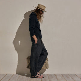 Cotton Linen Hoodie in Black | James Perse Los Angeles