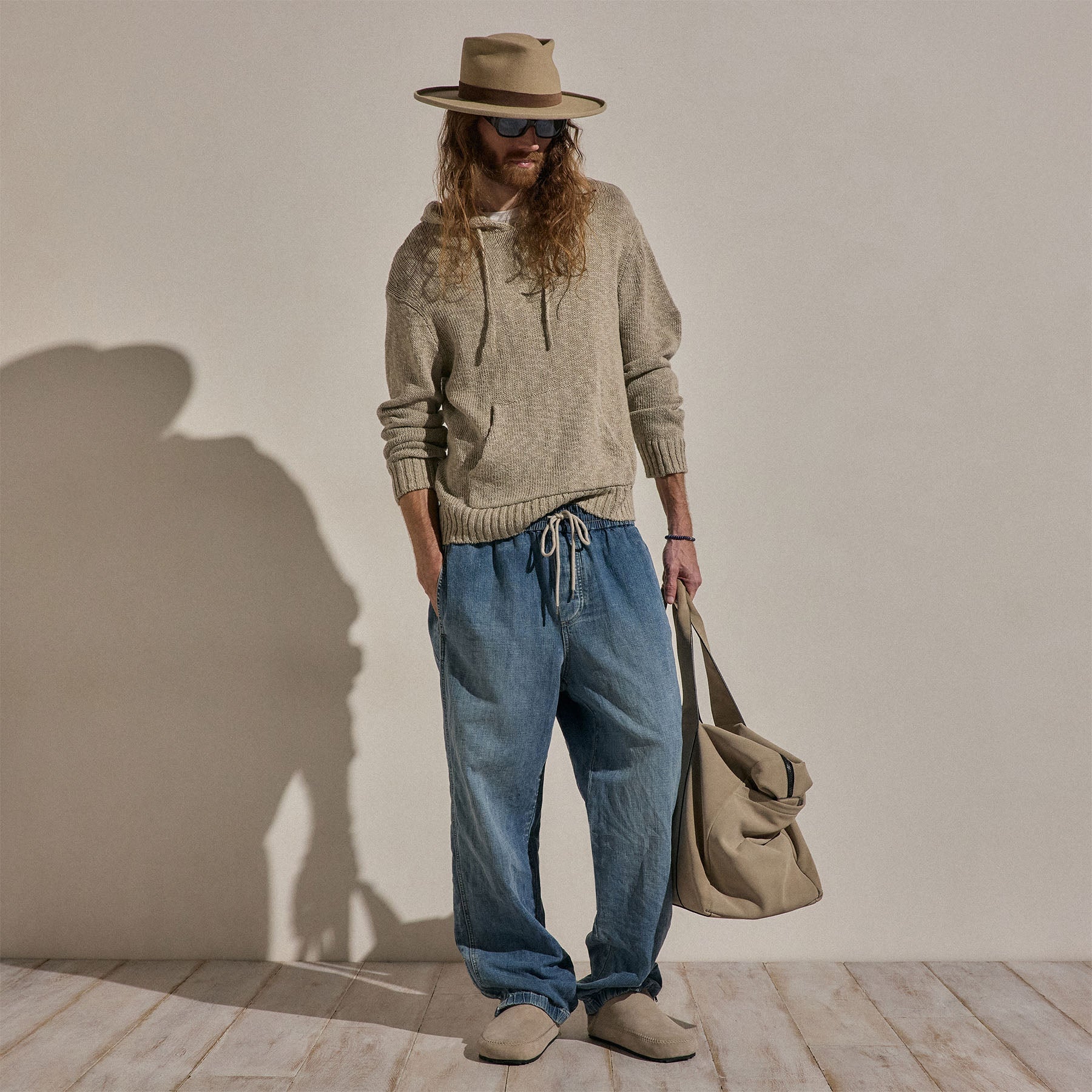 Cotton Linen Hoodie in Taupe | James Perse Los Angeles