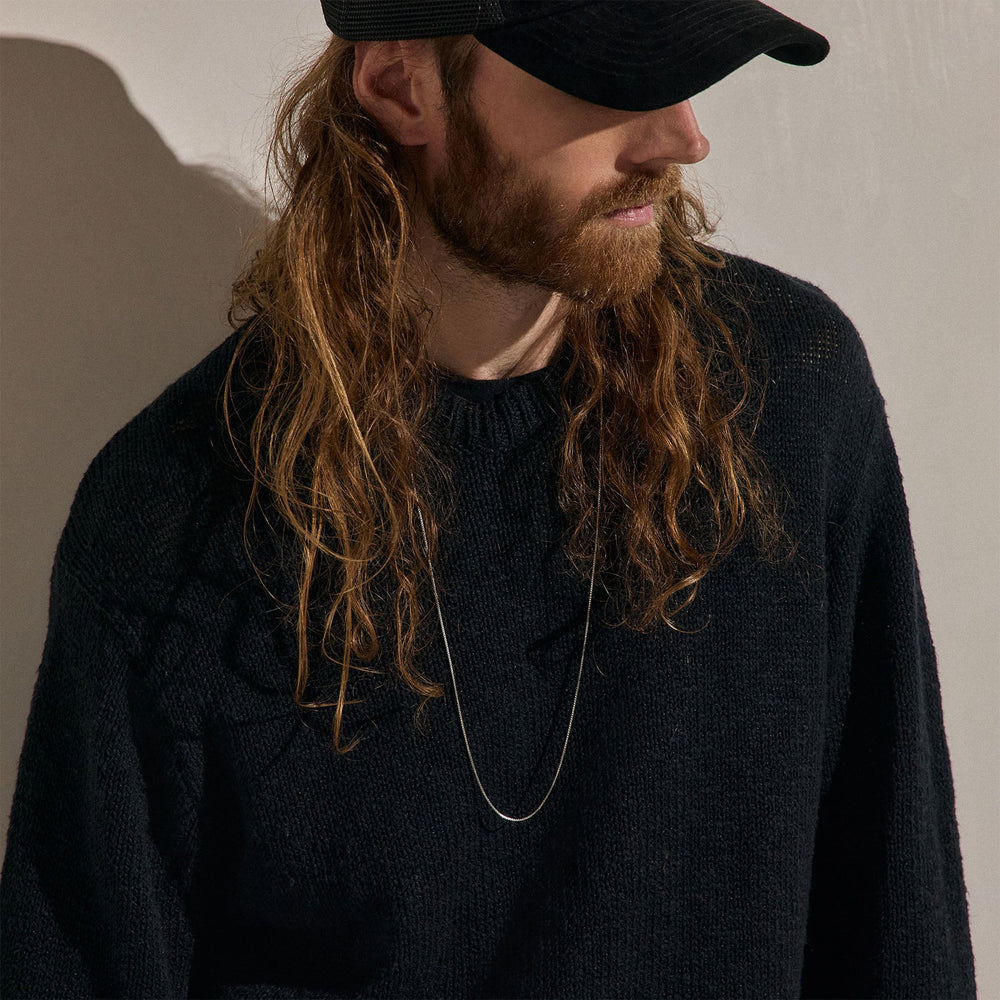 Cotton Linen Crew Sweater in Black | James Perse Los Angeles