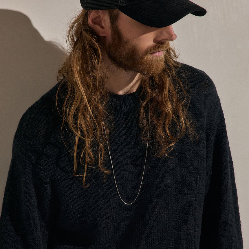 Cotton Linen Crew Sweater in Black | James Perse Los Angeles