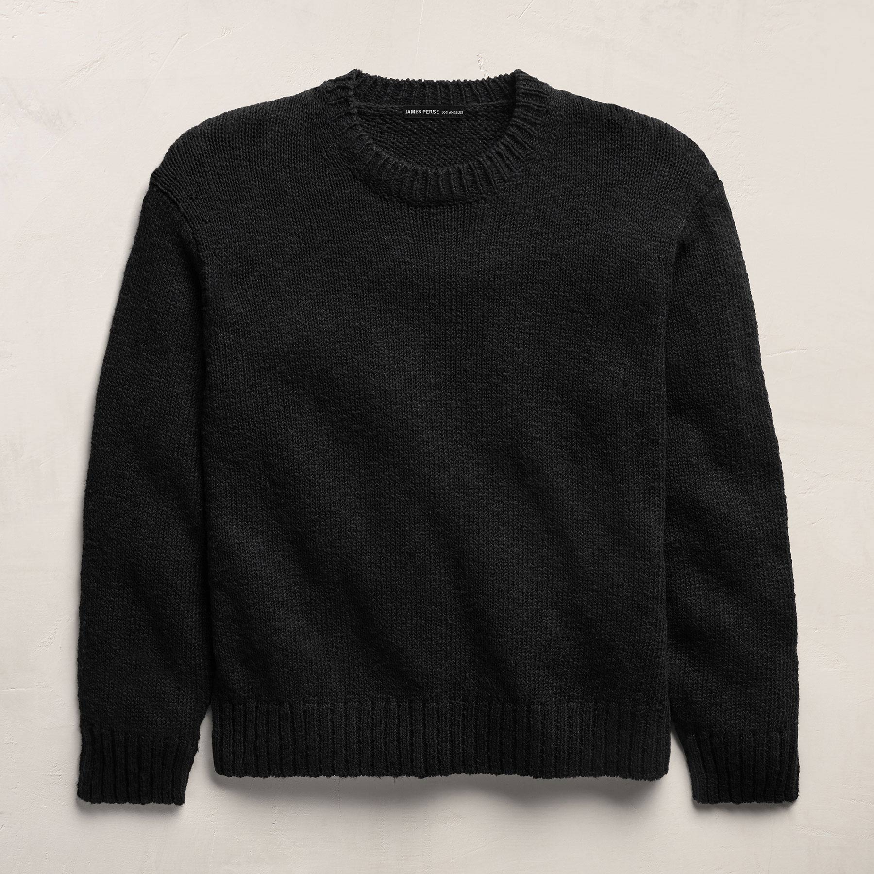 ジェームスパース　クルーネックニット　james perse Cotton Linen Crew Sweater in Black | James Perse Los Angeles