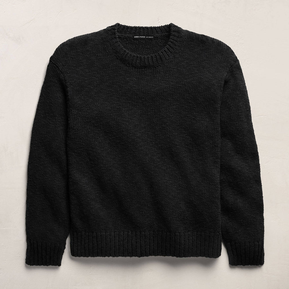 Cotton Linen Crew in Black | James Perse Los Angeles