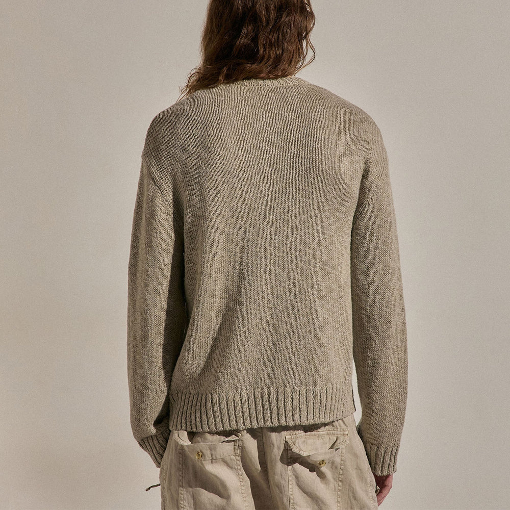 Cotton Linen Crew Sweater in Taupe | James Perse Los Angeles
