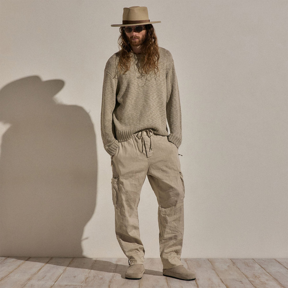 Cotton Linen Crew Sweater in Taupe | James Perse Los Angeles