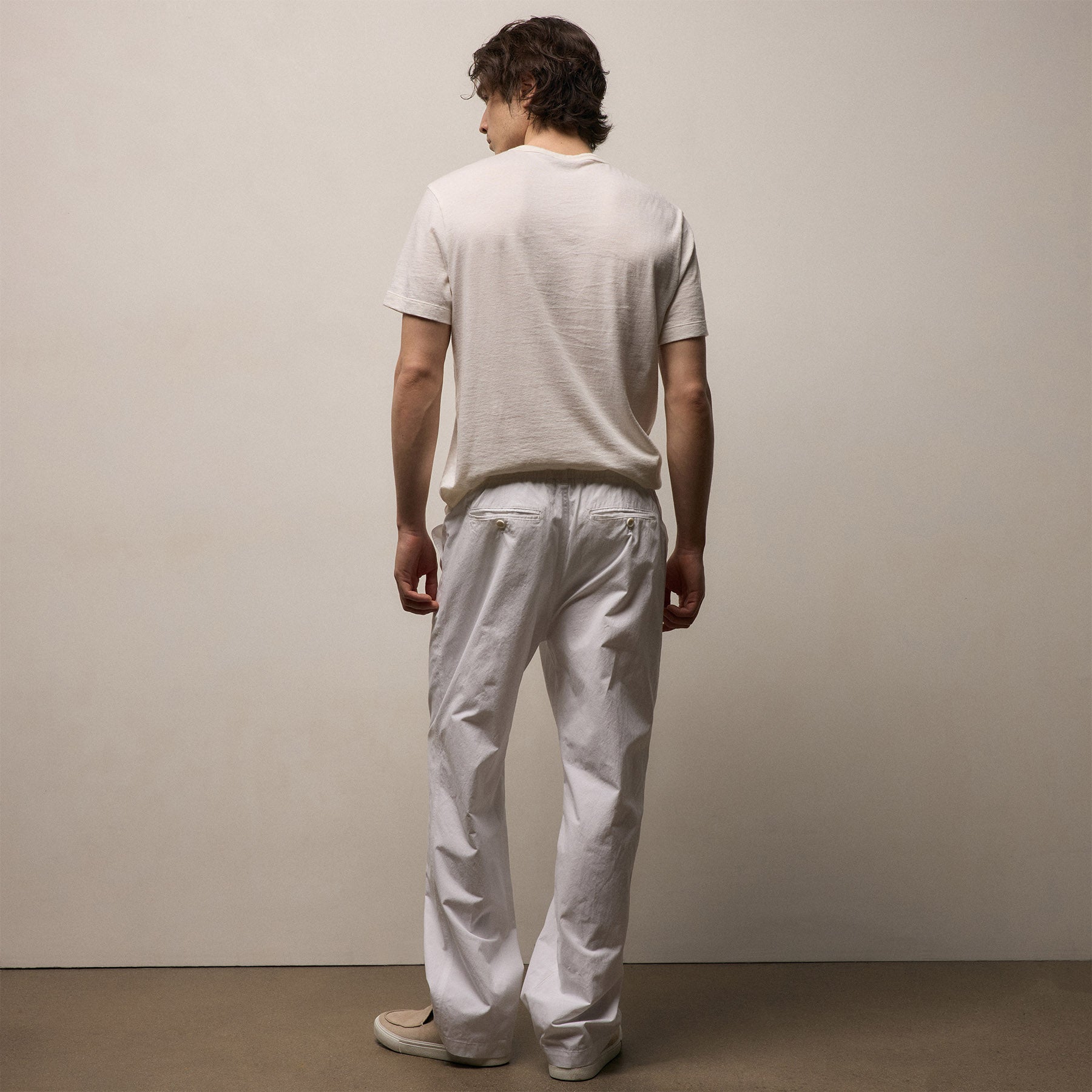 Italian Heavy Poplin Trouser In White | James Perse Los Angeles