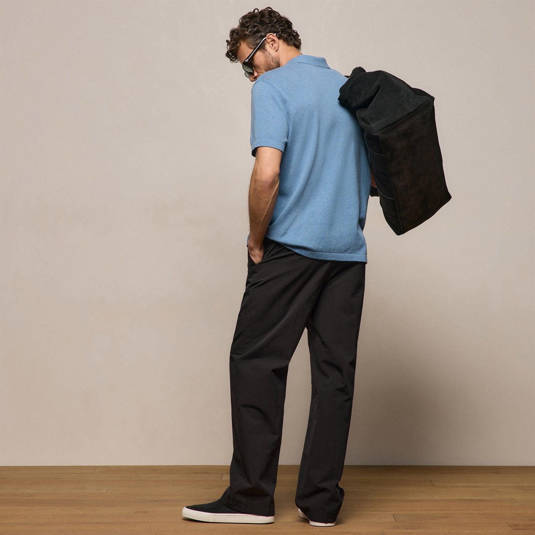Italian Heavy Poplin Clean Front Trouser in Black | James Perse Los Angeles