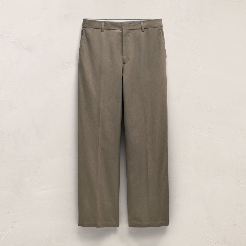 Italian Heavy Poplin Clean Front Trouser in Light Olive | James Perse Los Angeles