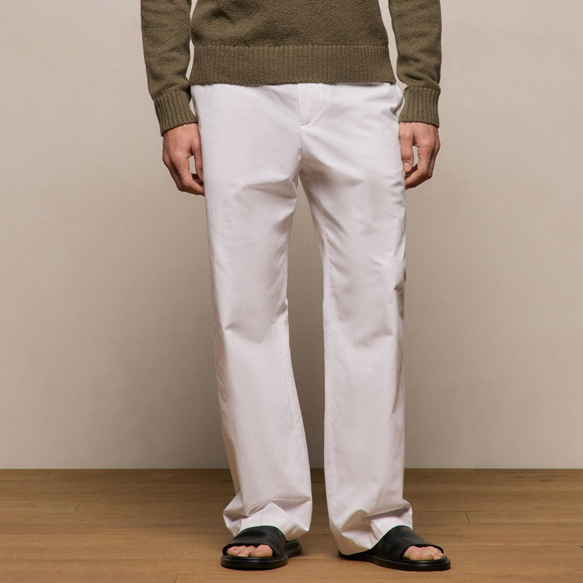 Italian Heavy Poplin Clean Front Trouser in White | James Perse Los Angeles