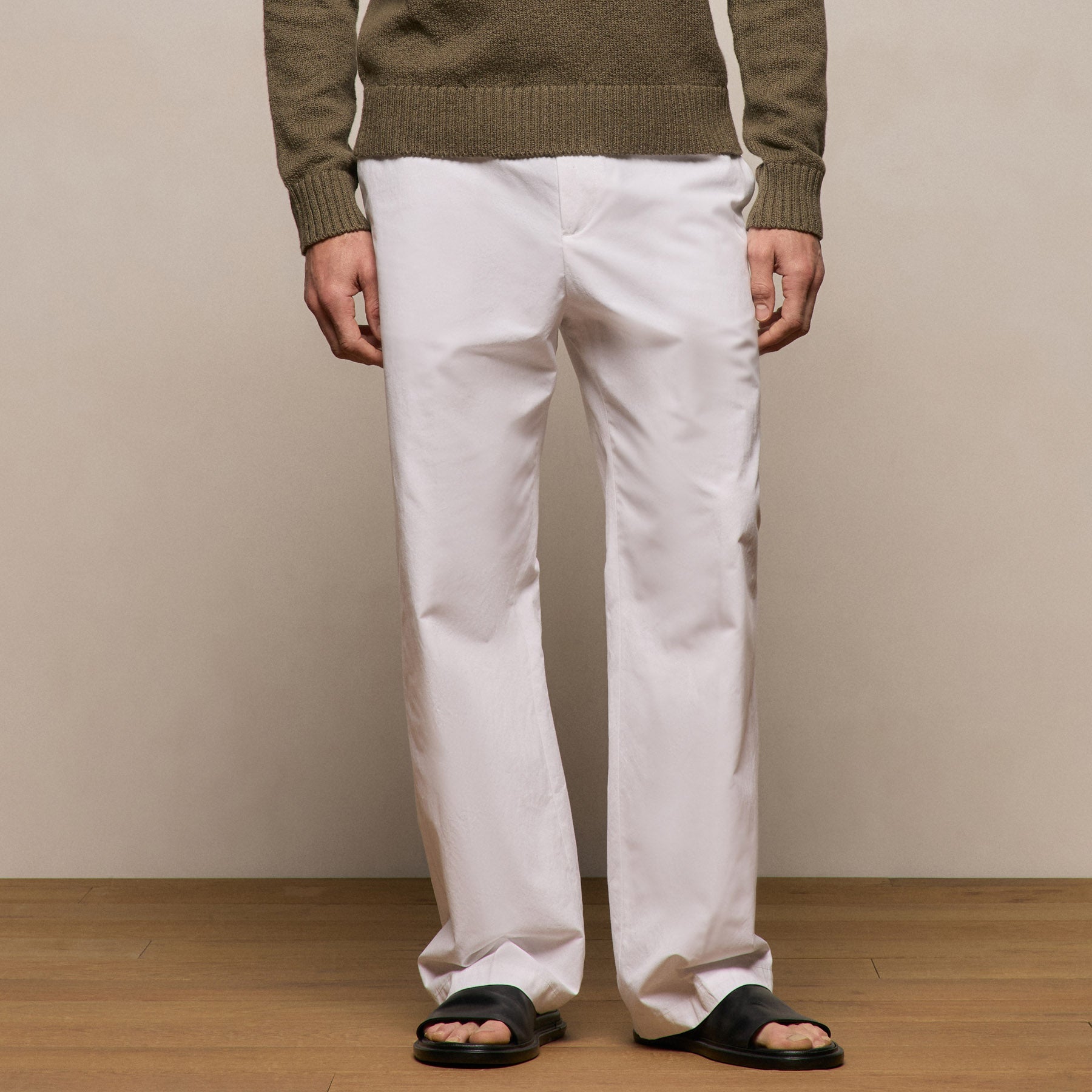 Italian Heavy Poplin Clean Front Trouser in White | James Perse Los Angeles