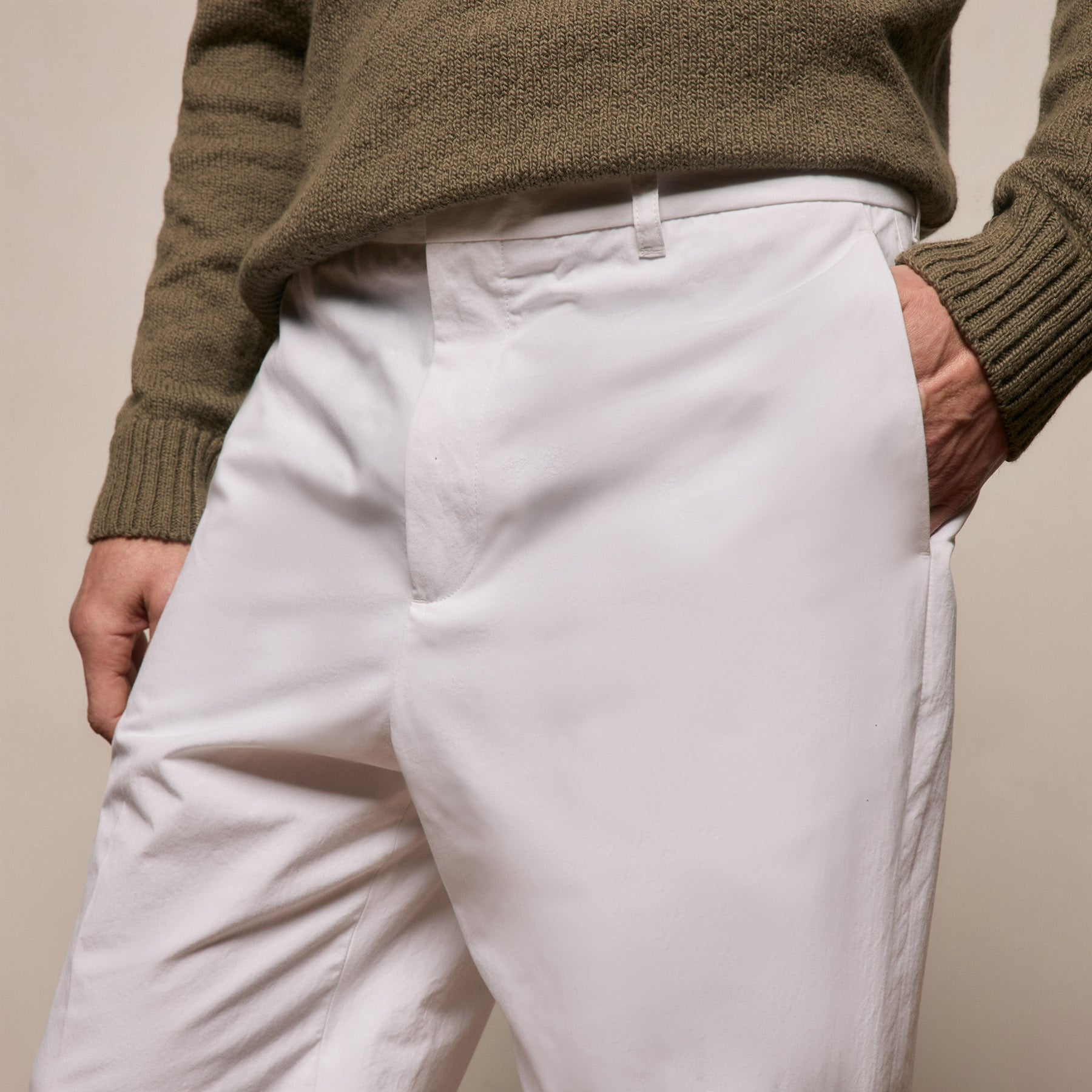 Italian Heavy Poplin Clean Front Trouser in White | James Perse Los Angeles
