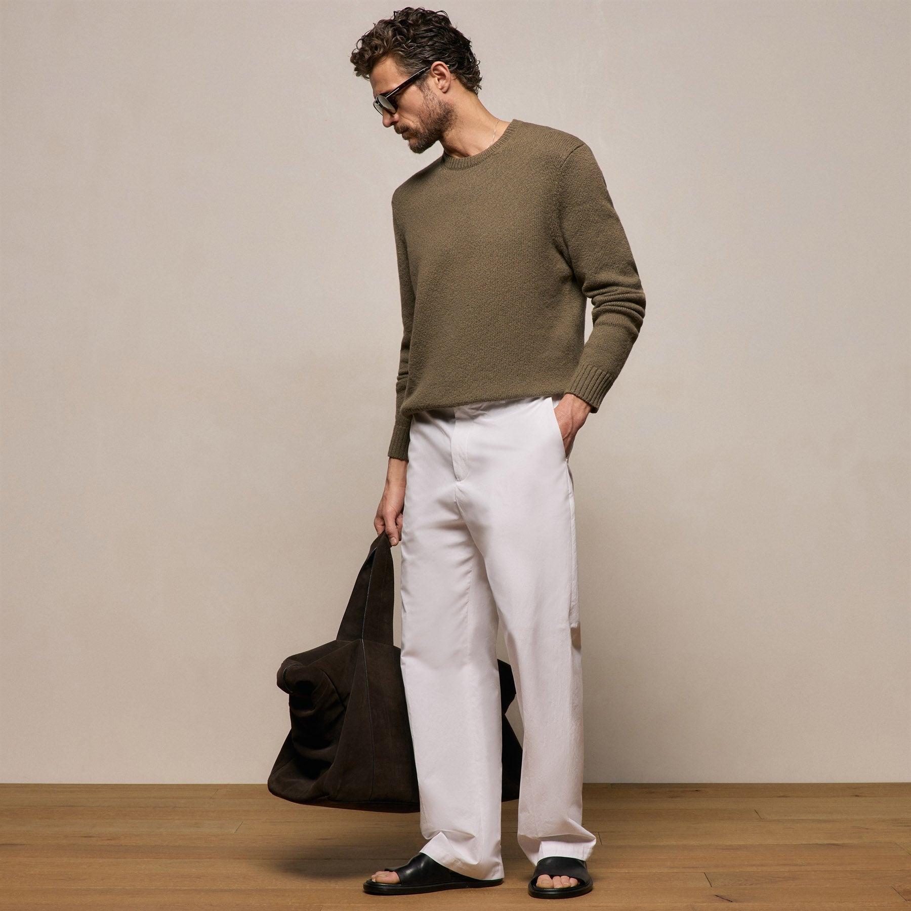 Italian Heavy Poplin Clean Front Trouser in White | James Perse Los Angeles