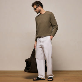 Italian Heavy Poplin Clean Front Trouser in White | James Perse Los Angeles