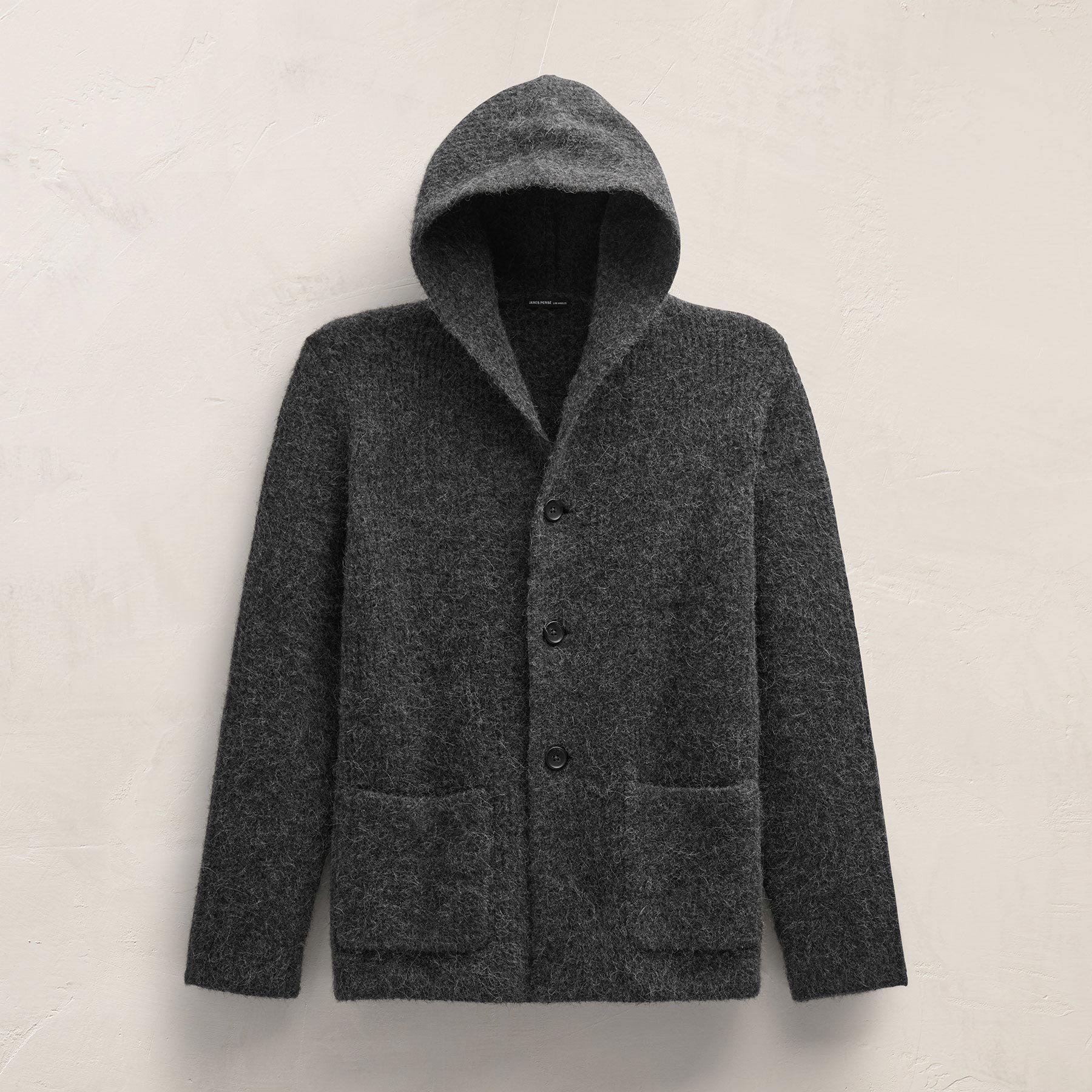 Chunky Waffle Knit Hooded Coat In Anthracite | James Perse Los Angeles